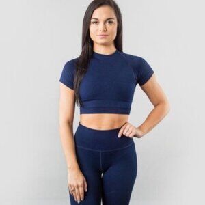 ALPHALETE Revival Women's Short Sleeve Crop - Navy